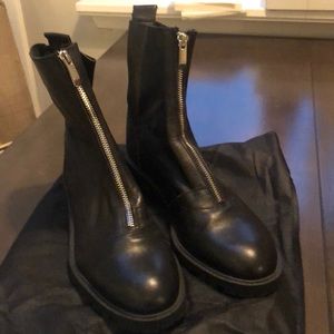 Zara Zip-up Leather Combat Boots
